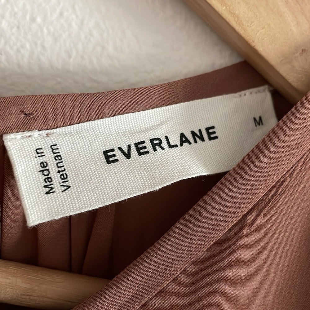 Everlane The Gathered Midi Dress Women’s Size‎ Medium Elastic Waist Carob Brown - Picture 6 of 8